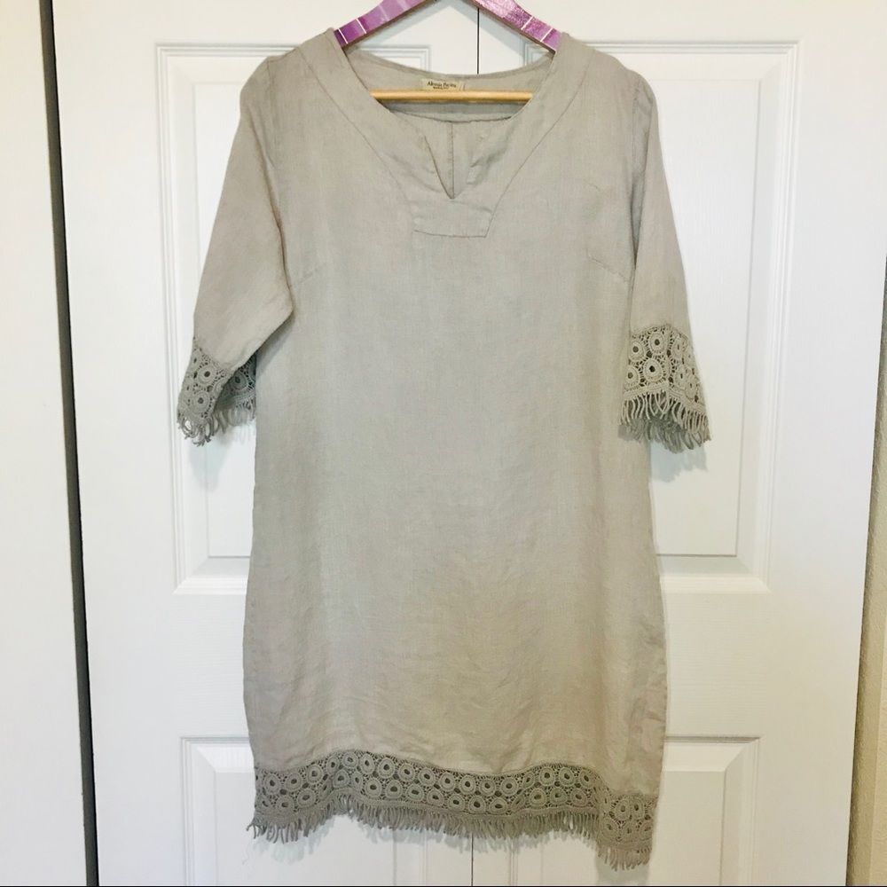Alessia Pacini circle linen crochet mini dress - Picture 2 of 4